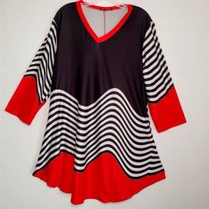 LILY Black/White striped Orange 1XL Tunic